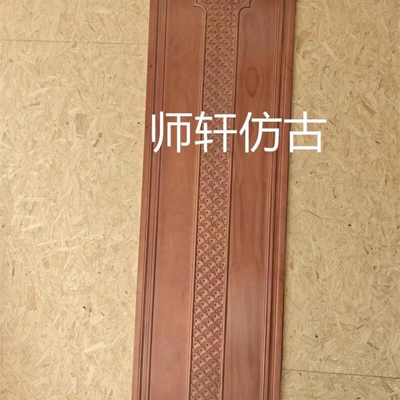 热销东阳木雕实木鱼鳞纹雕花板屏风手工浮雕通花板玄关隔断背景墙