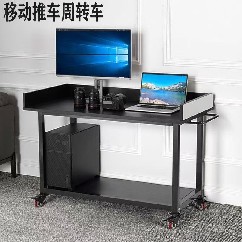 热销黑色移动工作台推车摄影导演车直播导播台手推车工厂产品周转
