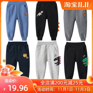 寶寶一體絨褲 男童長褲 加絨保暖中小童2021秋冬新G款 休閑運動褲 子