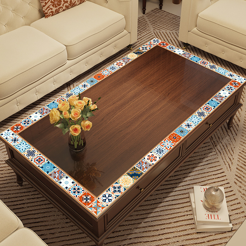 【加厚】美式防水防油茶几桌布免洗半透明软玻璃电视柜桌垫茶几垫