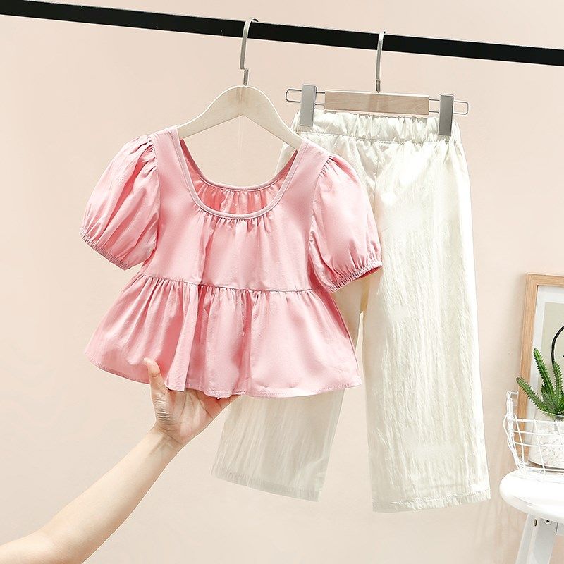 女童夏季短袖套装2025新款儿童夏装娃娃衫阔腿裤两件套小女孩衣服,童装/婴儿装/亲子装,套装,淘宝优惠券,粉丝福利购,淘宝优惠卷