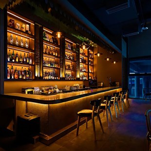 定制工业风酒吧咖啡烧烤店前台接待吧台桌收银台餐饮饭店酒柜一体