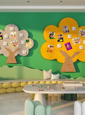 大树毛毡板墙贴幼儿园环创照片z墙公告栏班级文化墙面装饰教室布