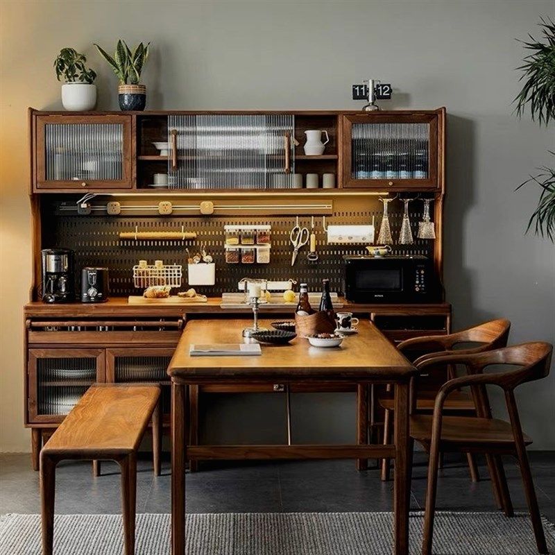 实木餐边柜洞洞板餐桌伸缩一体靠墙高柜带嵌桌子酒柜厨房橱柜客厅,住宅家具,餐边柜,淘宝优惠券,粉丝福利购,淘宝优惠卷