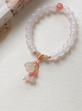 天然南红配珠荔枝冻玛瑙手串8mm款diy莲L蓬小提溜手链淑女优雅礼