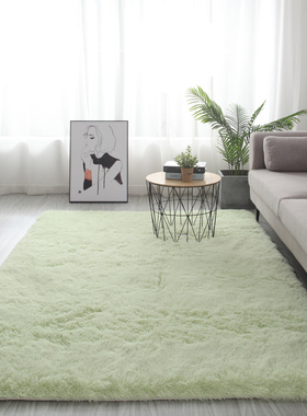 绿色地毯卧室坐垫j少女纯色ins风长毛毛绒毛毯地垫客厅飘窗床边毯