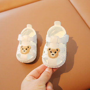 1一岁半婴幼儿鞋 女宝宝软底学步鞋 子男包头8 12月婴儿凉鞋 夏季