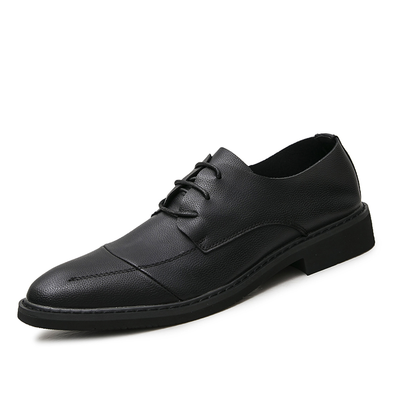 夏季透气皮鞋男韩版正装商务软面皮休闲青年男鞋系带潮流英伦百搭