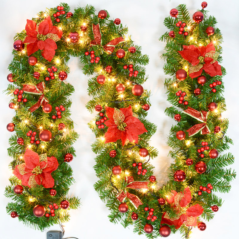 2.7米圣诞藤条圣诞节装饰品圣诞树花环墙挂门挂酒店商场场景布置