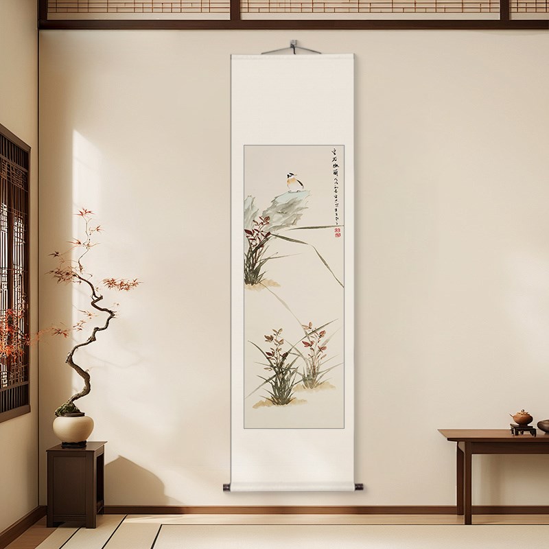 梅兰竹菊客厅装饰画新中式沙发背景墙挂画水墨画茶室书房四联壁画