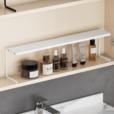 浴室镜柜下挂篮收纳盒洗脸台面分层隔板卫生间镜子后面置物架极窄