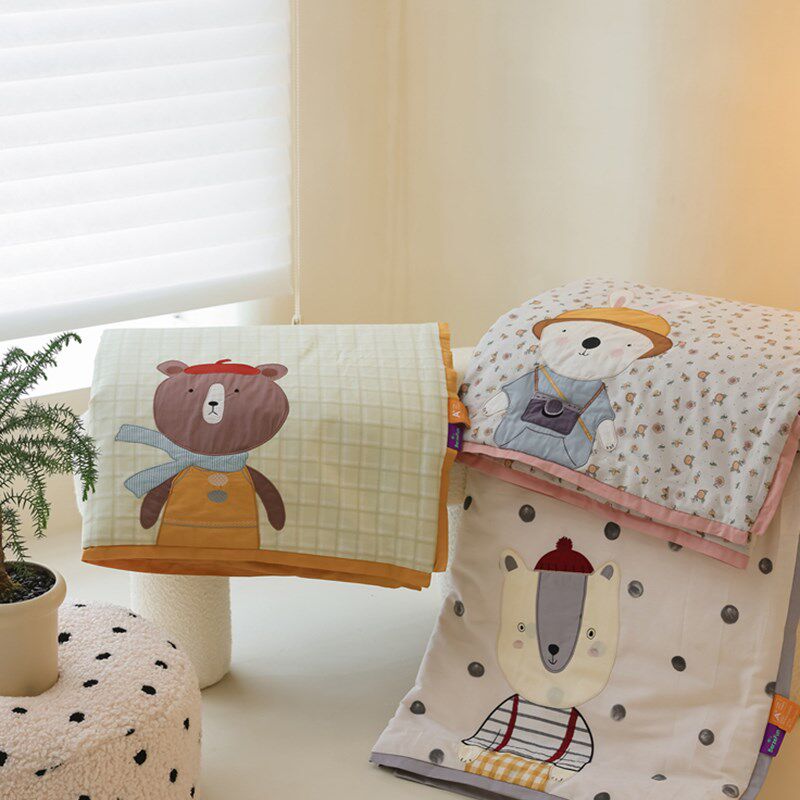 A类母婴级全e棉纯棉夏凉被卡通贴布绣凉感空调被超柔软可机洗水洗