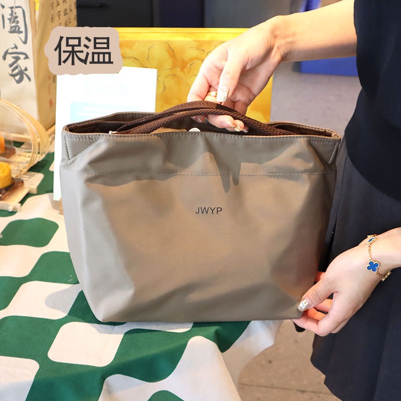 新款日式简约手提便当包防水铝箔便当带上班族学生尼龙轻便便当带