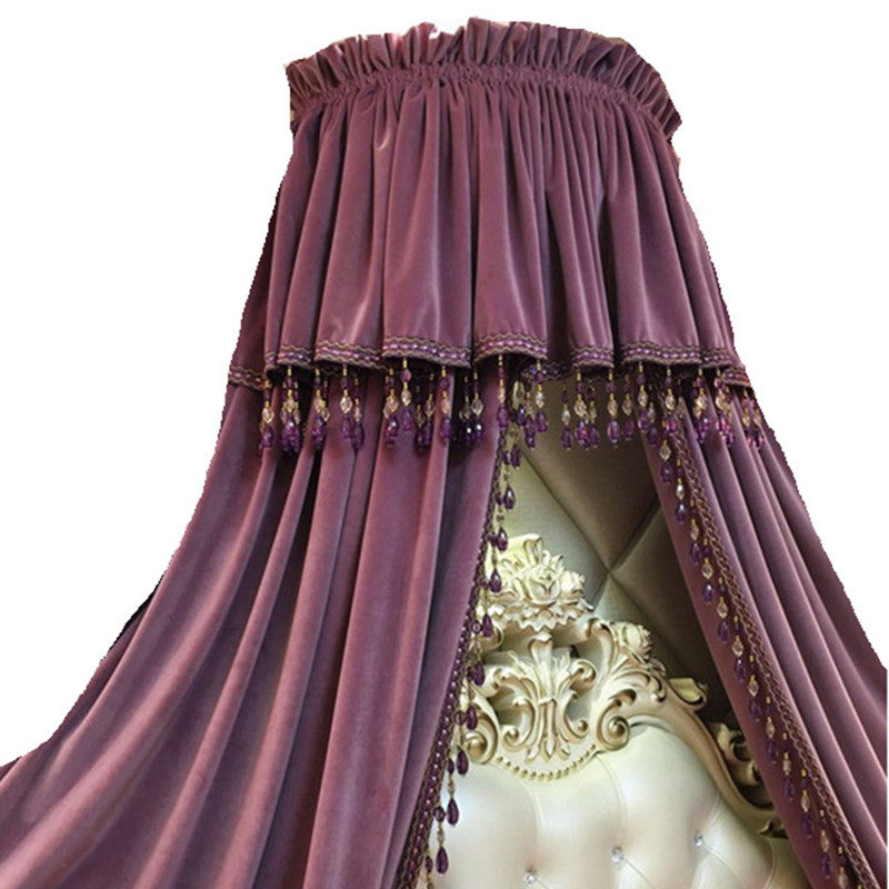 美式宫廷床幔装饰床头帘儿童欧式韩式可加蚊帐成人铁艺架窗帘床旗