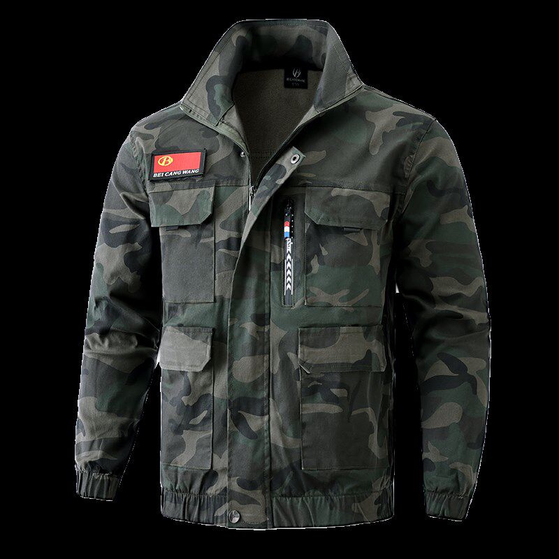 弹力工作服套装男迷彩劳保服春秋加厚电焊服防烫建筑工地工装