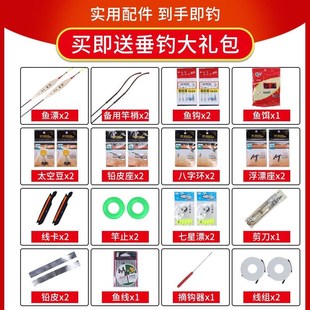 龙纹鲤鱼竿28调碳素长节台钓竿超轻手竿溪流竿鲫鱼竿套装 买一送一