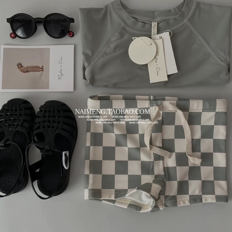 ins爆款太阳条纹儿童泳衣男童中小童分体防晒泳装宝宝连体游泳裤