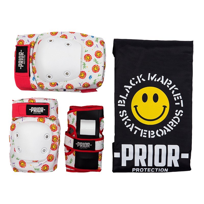PRIOR成人青少年儿童陆冲滑板轮滑护具6件套装护手护肘膝头盔