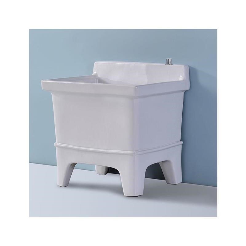 陶瓷拖把池阳台墩布池大号方形长拖把洗宽拖布盆台控自动下水池