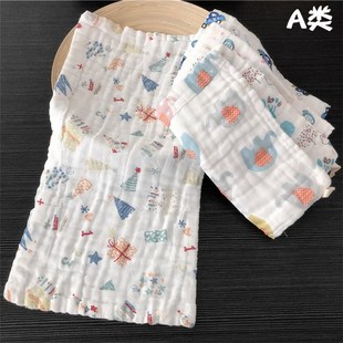 儿童毛巾童巾6层纱布宝宝洗脸小毛巾婴儿面巾吸水可挂钩3条装
