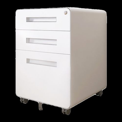 桌下抽屉柜矮柜办公三抽储物活动柜家用可移动钢制床头收纳柜带锁