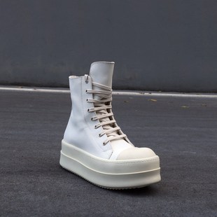 男女增高五芒星潮男鞋 O时尚 靴子7CM 高帮白色靴R厚底松糕鞋 23S新款