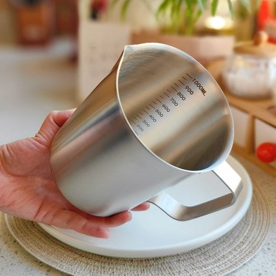 轻便304不锈钢量杯大容量厨房打蛋牛奶烘焙杯子奶茶店计量杯1升