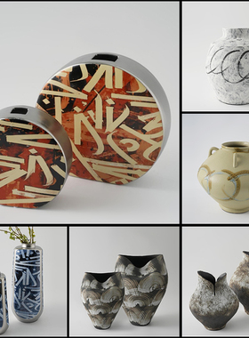 高温陶瓷手绘花纹电镀花器摆件样D板间酒店民宿置物架陶罐摆设