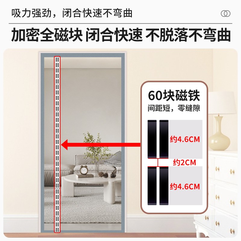 侧开防蚊门帘纱帘夏季家用魔术贴加密磁性卧室蚊帐纱窗网纱门新款