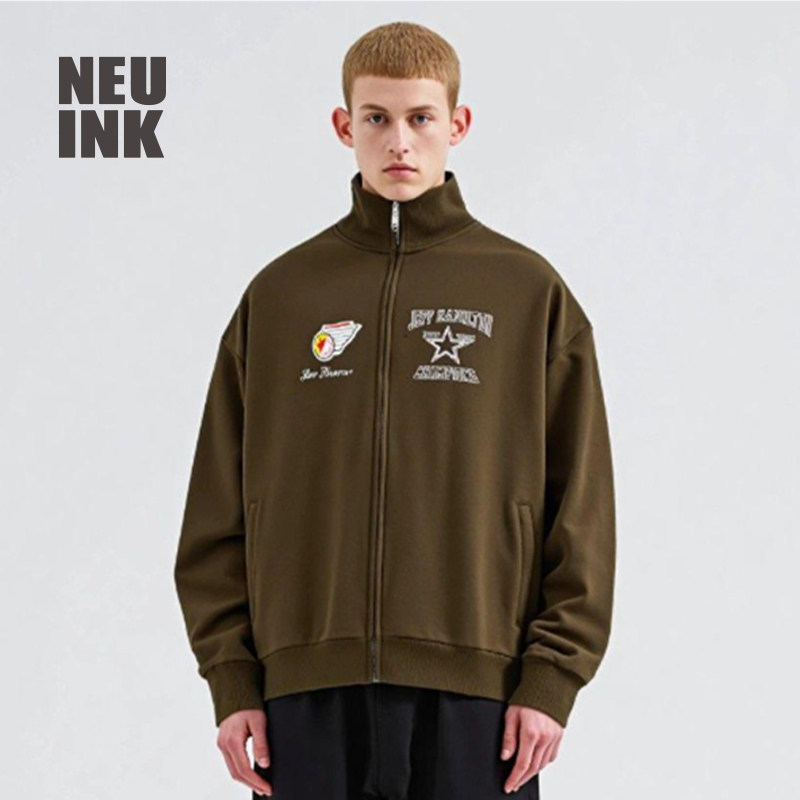 Neuink jeff hamilton橄榄球系列刺绣卫衣美式男女外套早春款上衣