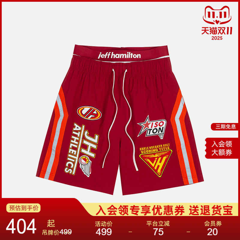 jeffHamilton双腰头反光条短裤