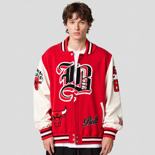 篮球羊毛男刺绣棒球服飞行夹克外套 NBA系列美式 jeff hamilton