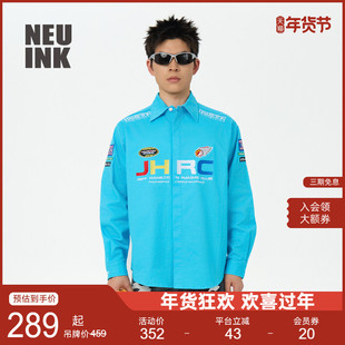 Neuink jeff hamilton赛车系列衬衫男女款秋冬美式潮牌衬衣长袖