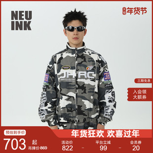 Neuink jeff hamilton赛车系列迷彩美式外套男女情侣秋冬棉服夹克