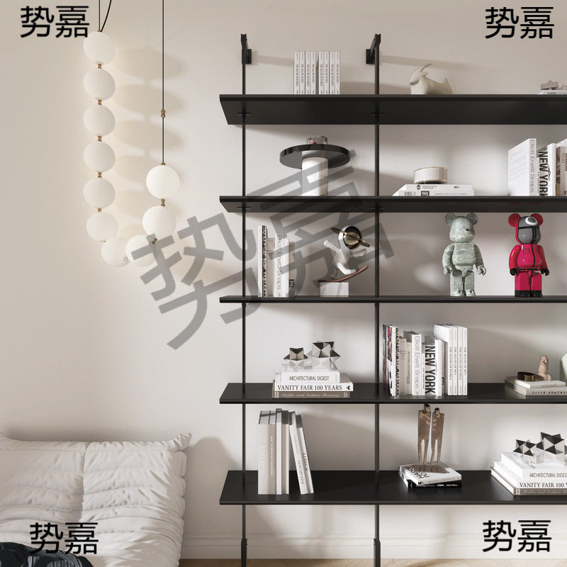 现代铁艺上墙多层收纳书架