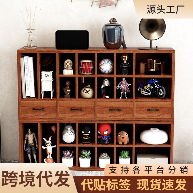 复古实木质抽屉收纳盒桌面文具饰品胶带化妆品整理多层zakka柜子
