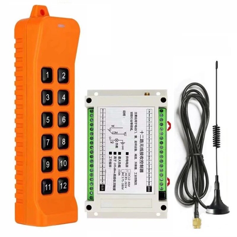 DC12V 24V 36V-12通道无线控制器桥式起重机系统接收器868Mhz遥控