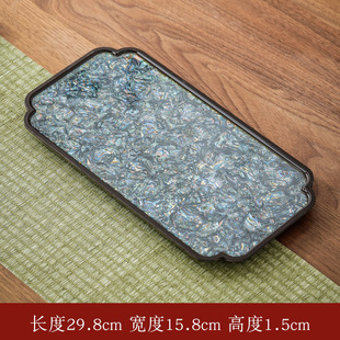 大漆螺钿茶盘电木整块长方形干泡盘中式复古茶托盘高档家用茶奉