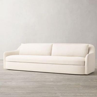 RH美式三人布艺沙发组合北欧简约米白色客厅弧形沙发MAXIME SOFA