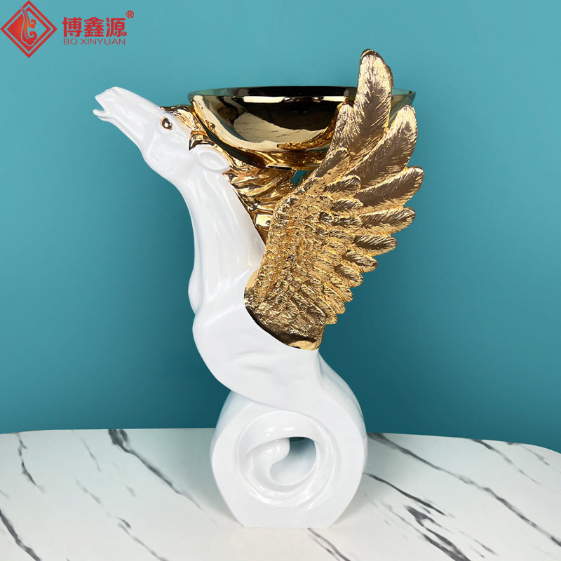 酒店电梯口宾馆垃圾桶创意飞马烟灰缸花盆底大堂立式商用欧式摆件