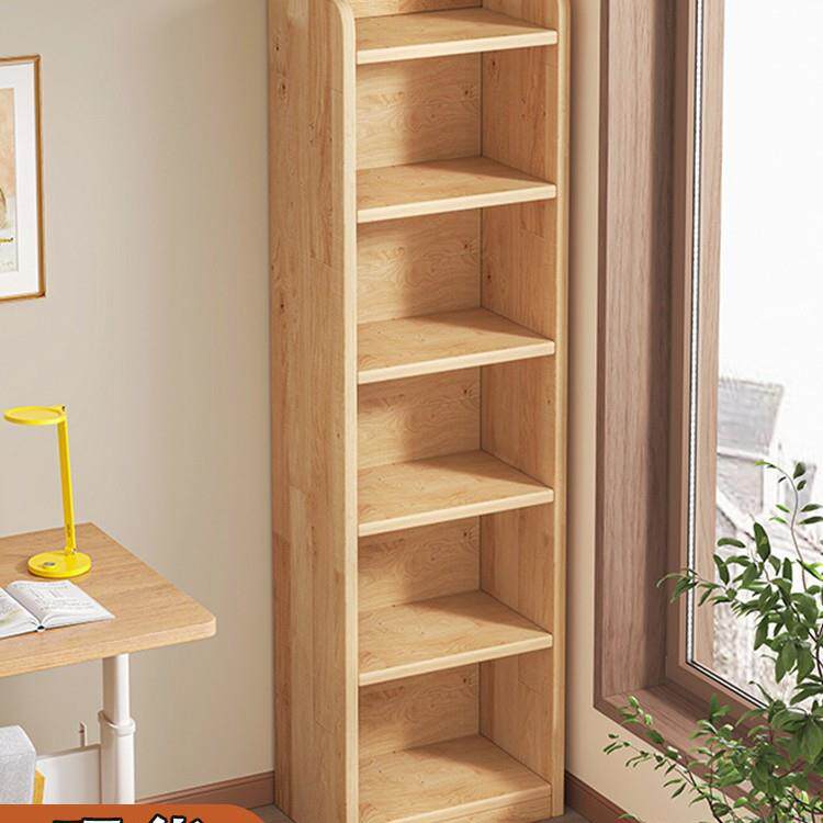 实木转角书架落地置物架松木窄缝柜儿童家用收纳柜子客厅简易书柜
