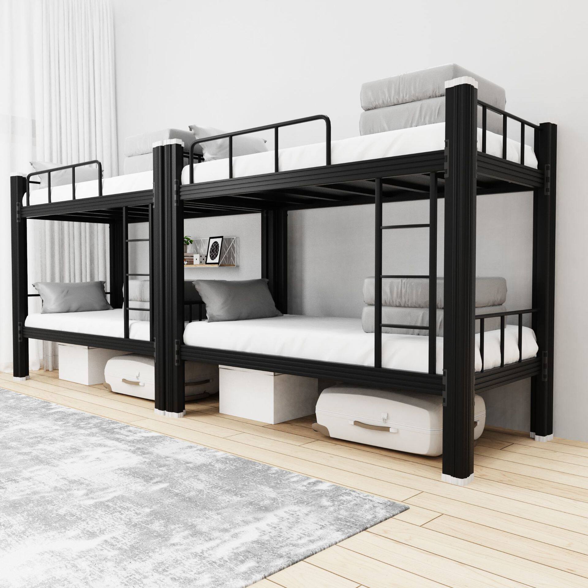 上下铺铁架床双层床铁艺床双人宿舍床上下床铁床高低床学生员工床