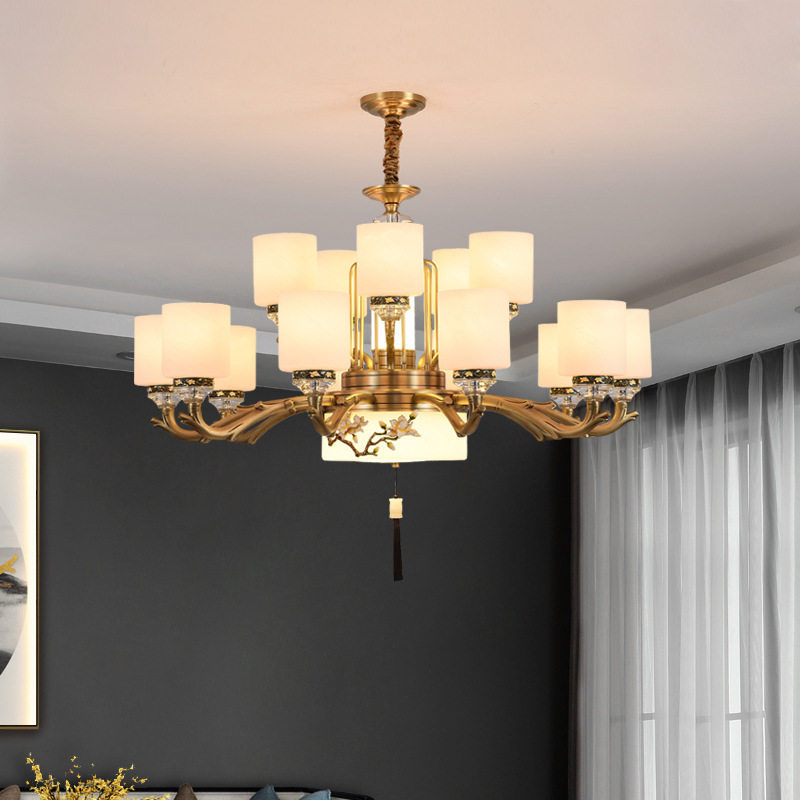 新中式吊灯客厅餐厅卧室全铜灯饰别墅复式楼梯中国风复古大厅灯具,电子元器件市场,电线扎带/束线带,淘宝优惠券,粉丝福利购,淘宝优惠卷