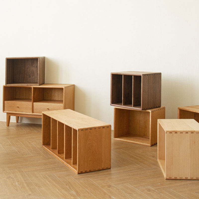 实木书柜置物架简易靠墙展示柜玻璃柜自由组合格子收纳柜置物柜