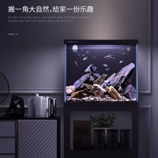 闽江鱼缸水族箱家用客厅办公室桌面四方水晶超白轻奢背滤生态鱼缸