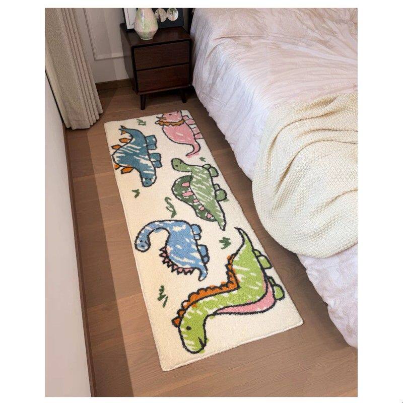 加厚卡通恐龙地毯卧室床边毯家用客厅儿童房地垫植绒吸水防滑脚垫