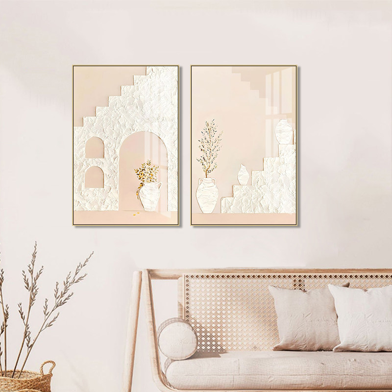 法式奶油风风景高级感装饰画小清新抽象艺术客厅沙发背景墙挂画