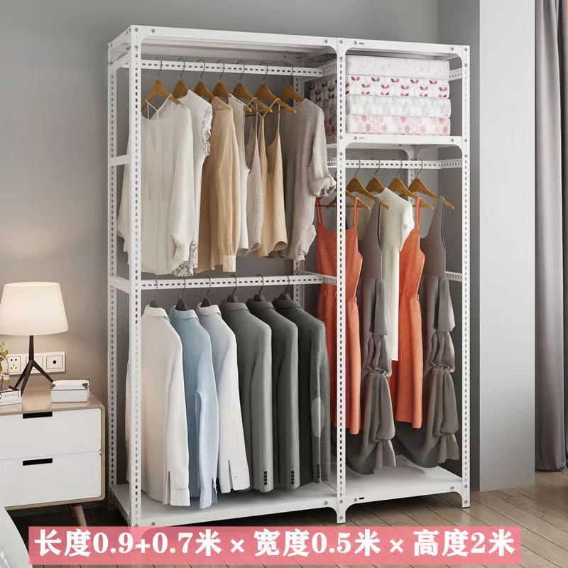 热销角钢衣柜简易衣帽架卧室挂衣架租房开放式多功能置物架架用铁