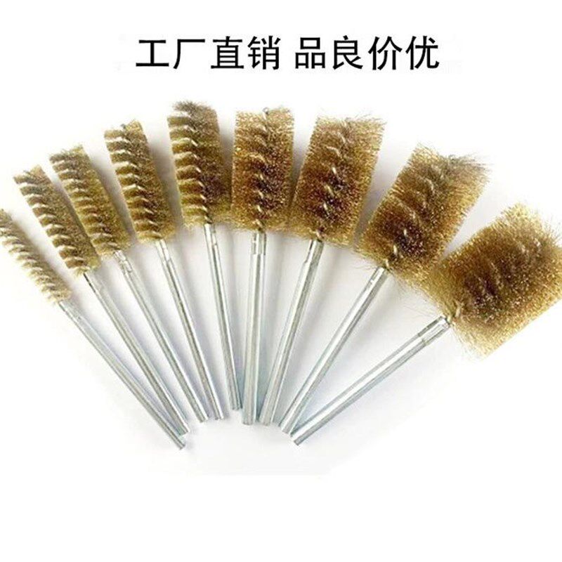 热销铜丝刷圆柱打磨管道刷打磨除锈除毛刺清理工业刷钢丝刷试电钻