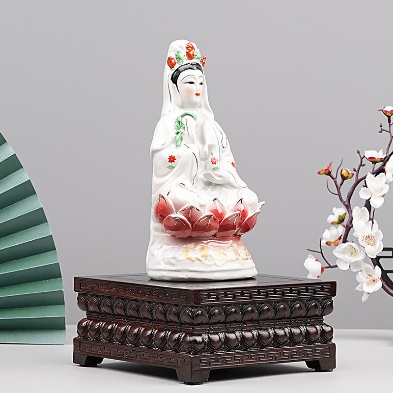 热销黑檀木莲花台佛像观音菩萨地藏关公财神供奉垫高台奇石头香炉